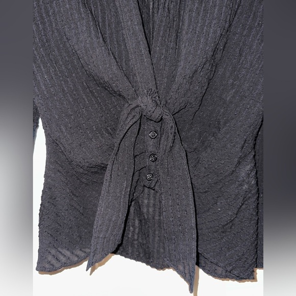 Zara women’s black low cut cropped blouse XS summer contemporary semi sheer - Picture 3 of 11